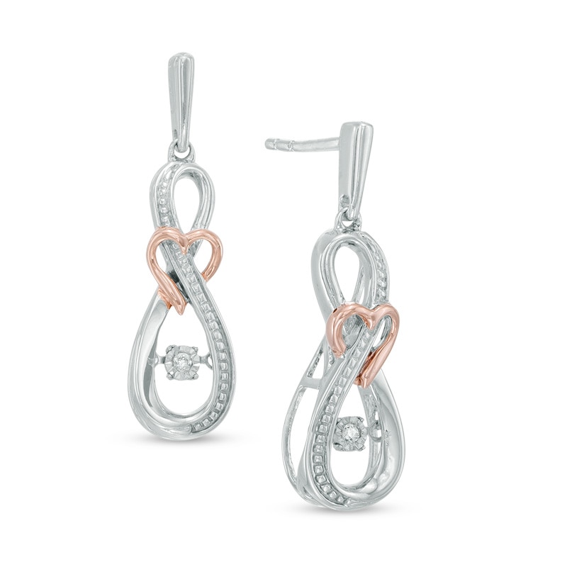 Unstoppable Love™ Diamond Accent Infinity Heart Drop Earrings in Sterling Silver and 10K Rose Gold