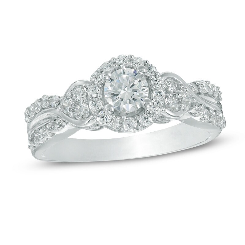 Main Image 1 of 3/4 CT. T.W. Diamond Frame Double Row Engagement Ring in 10K White Gold