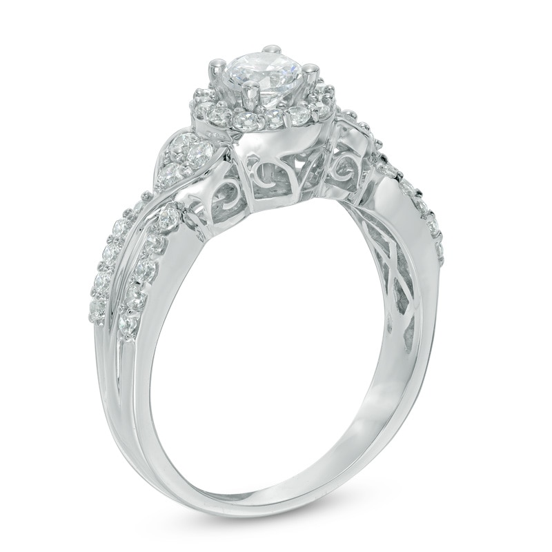 3/4 CT. T.W. Diamond Frame Double Row Engagement Ring in 10K White Gold
