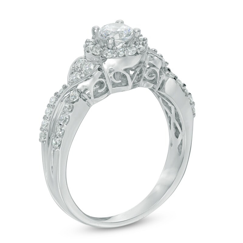 Main Image 2 of 3/4 CT. T.W. Diamond Frame Double Row Engagement Ring in 10K White Gold