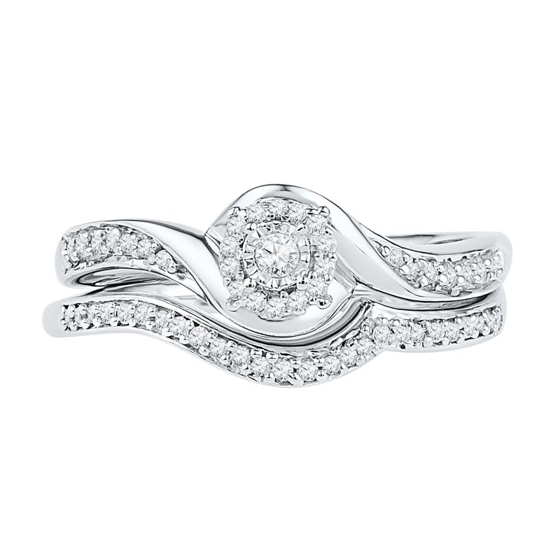 1/4 CT. T.W. Diamond Swirl Frame Bridal Set in Sterling Silver