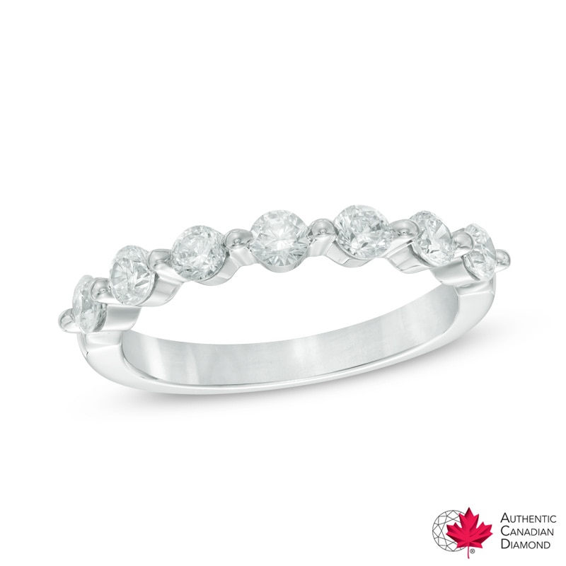 3/4 CT. T.W. Certified Canadian Diamond Seven Stone Anniversary Band in 14K White Gold (I/I2)