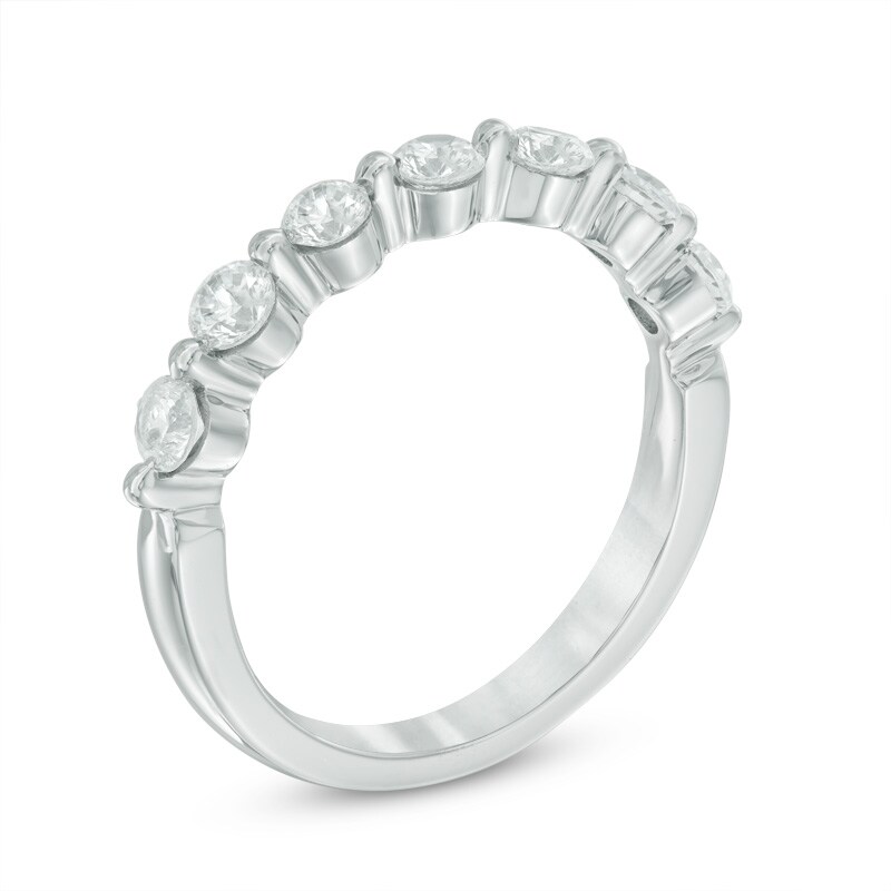3/4 CT. T.W. Certified Canadian Diamond Seven Stone Anniversary Band in 14K White Gold (I/I2)