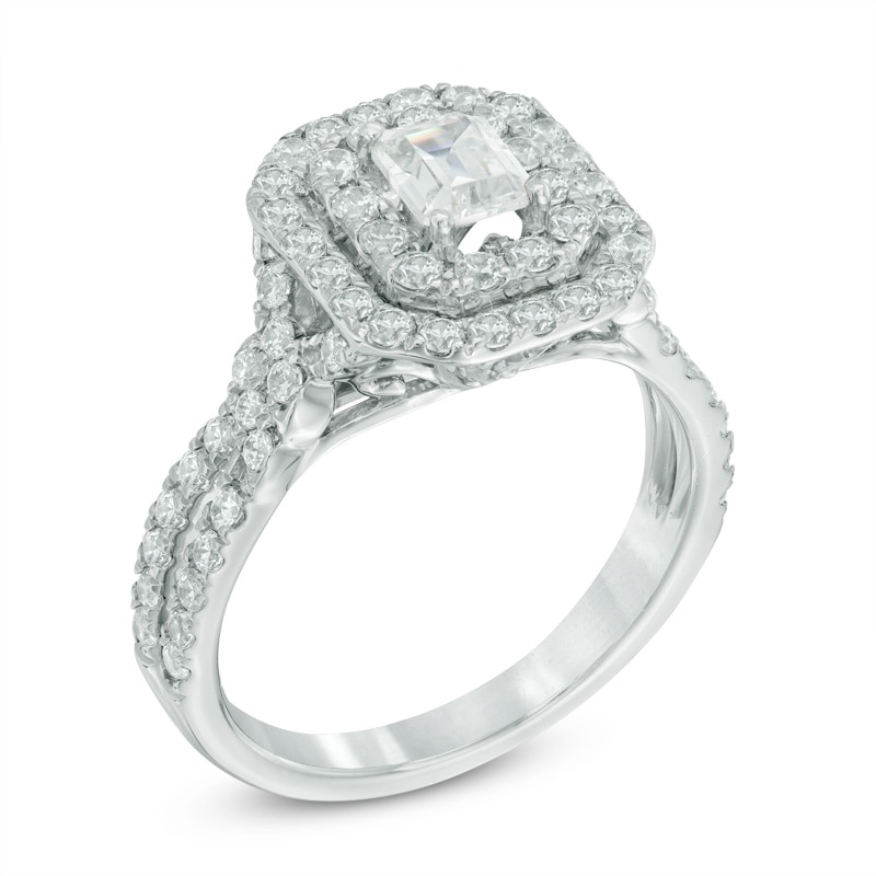 1-1/2 CT. T.W. Certified Canadian Emerald-Cut Diamond Frame Engagement Ring in 14K White Gold (I/I1)