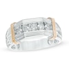 Thumbnail Image 0 of Men's 1/2 CT. T.W. Diamond Five Stone Comfort Fit Anniversary Band in 10K Two-Tone Gold