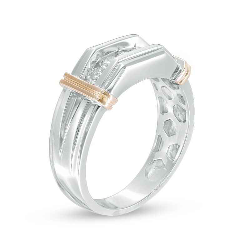Men's 1/2 CT. T.W. Diamond Five Stone Comfort Fit Anniversary Band in 10K Two-Tone Gold