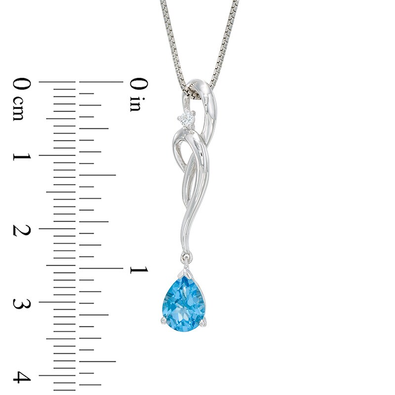 Main Image 2 of Pear-Shaped Swiss Blue and White Topaz Scroll Pendant and Earrings Set in Sterling Silver