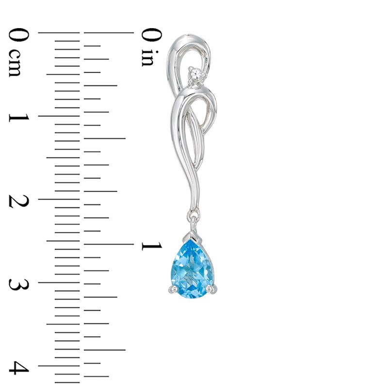 Main Image 3 of Pear-Shaped Swiss Blue and White Topaz Scroll Pendant and Earrings Set in Sterling Silver