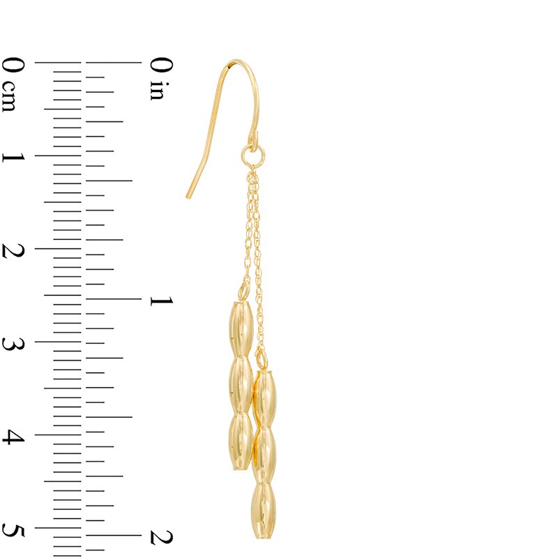 Double Strand Beaded Drop Earrings in 14K Gold