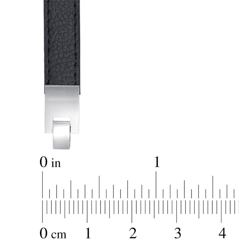 Main Image 2 of Diamond Accent ID Leather Bracelet in Stainless Steel - 8.5"