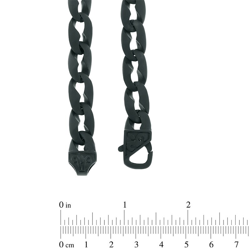 Main Image 2 of Men's Matte Curb Chain Necklace and Bracelet Set in Stainless Steel with Black IP - 24"