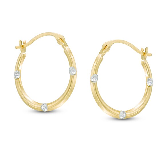 Crystal Station Hoop Earrings in 14K Gold Zales Outlet