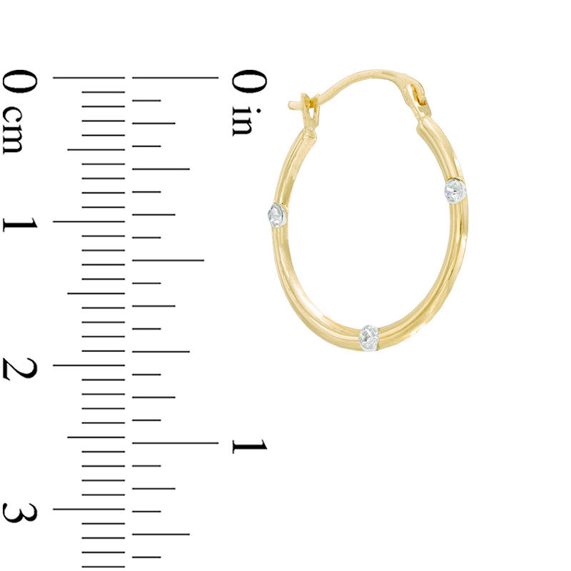 Main Image 2 of Crystal Hoop Earrings in 14K Gold