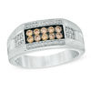 1/2 CT. T.W. Champagne and White Diamond Men's Band in 10K White Gold
