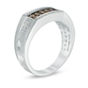 Thumbnail Image 1 of 1/2 CT. T.W. Champagne and White Diamond Men's Band in 10K White Gold