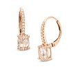 Thumbnail Image 1 of Oval Morganite and Diamond Accent Hoop Drop Earrings in 10K Rose Gold