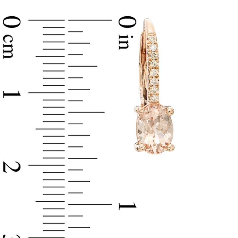 Main Image 2 of Oval Morganite and Diamond Accent Hoop Drop Earrings in 10K Rose Gold