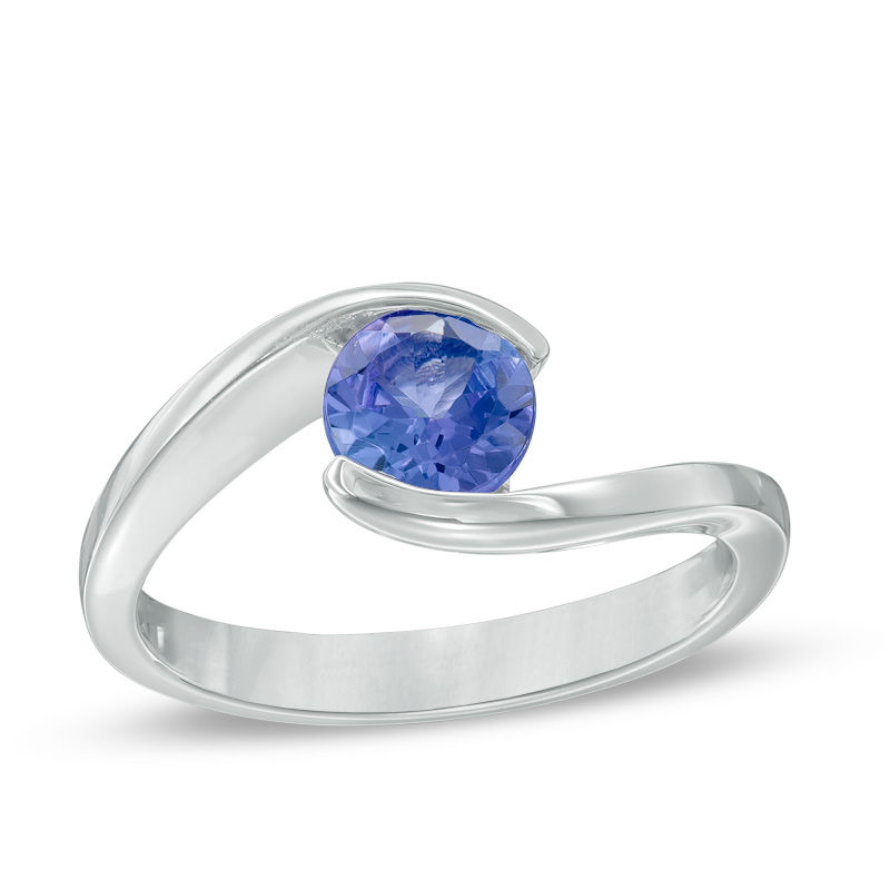 6.0mm Tanzanite Solitaire Bypass Ring in Sterling Silver