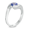 Thumbnail Image 1 of 6.0mm Tanzanite Solitaire Bypass Ring in Sterling Silver