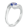 Thumbnail Image 2 of 6.0mm Tanzanite Solitaire Bypass Ring in Sterling Silver