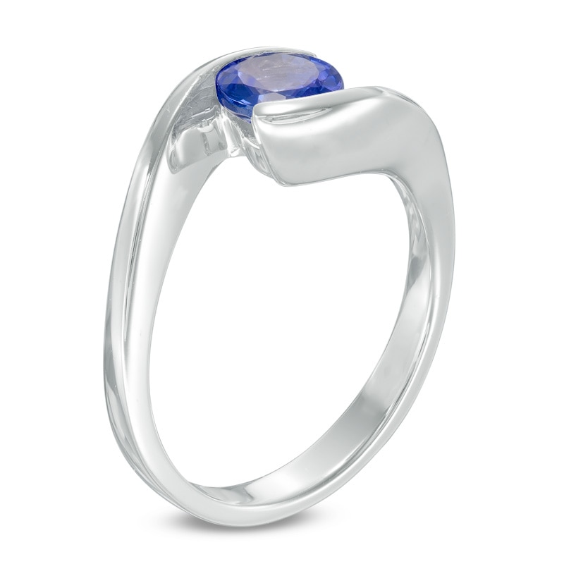 6.0mm Tanzanite Solitaire Bypass Ring in Sterling Silver
