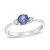 Thumbnail Image 1 of 5.5mm Tanzanite and 1/10 CT. T.W. Diamond Three Stone Ring in 10K White Gold