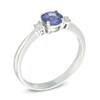 Thumbnail Image 2 of 5.5mm Tanzanite and 1/10 CT. T.W. Diamond Three Stone Ring in 10K White Gold