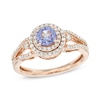 Thumbnail Image 0 of 5.0mm Tanzanite and 3/8 CT. T.W. Diamond Double Frame Ring in 10K Rose Gold