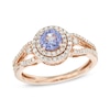 Thumbnail Image 1 of 5.0mm Tanzanite and 3/8 CT. T.W. Diamond Double Frame Ring in 10K Rose Gold