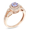 Thumbnail Image 1 of 5.0mm Tanzanite and 3/8 CT. T.W. Diamond Double Frame Ring in 10K Rose Gold