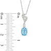 Thumbnail Image 2 of Oval Swiss Blue Topaz and Lab-Created White Sapphire Vintage-Style Pendant in Sterling Silver