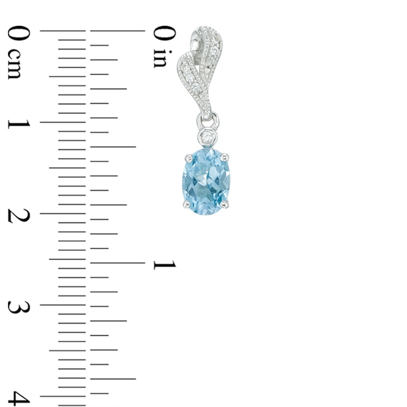 Oval Swiss Blue Topaz and Lab-Created White Sapphire Drop Earrings in Sterling Silver