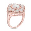 Thumbnail Image 2 of Oval Lab-Created Opal and White Sapphire Frame Ring in Sterling Silver and 14K Rose Gold Plate