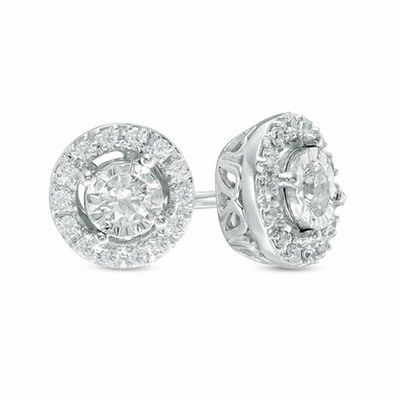 1 4 Ct T W Diamond Frame Circle Stud Earrings In 10k White Gold 1 4 Ct T W Diamond Frame Circle Stud Earrings In 10k White Gold