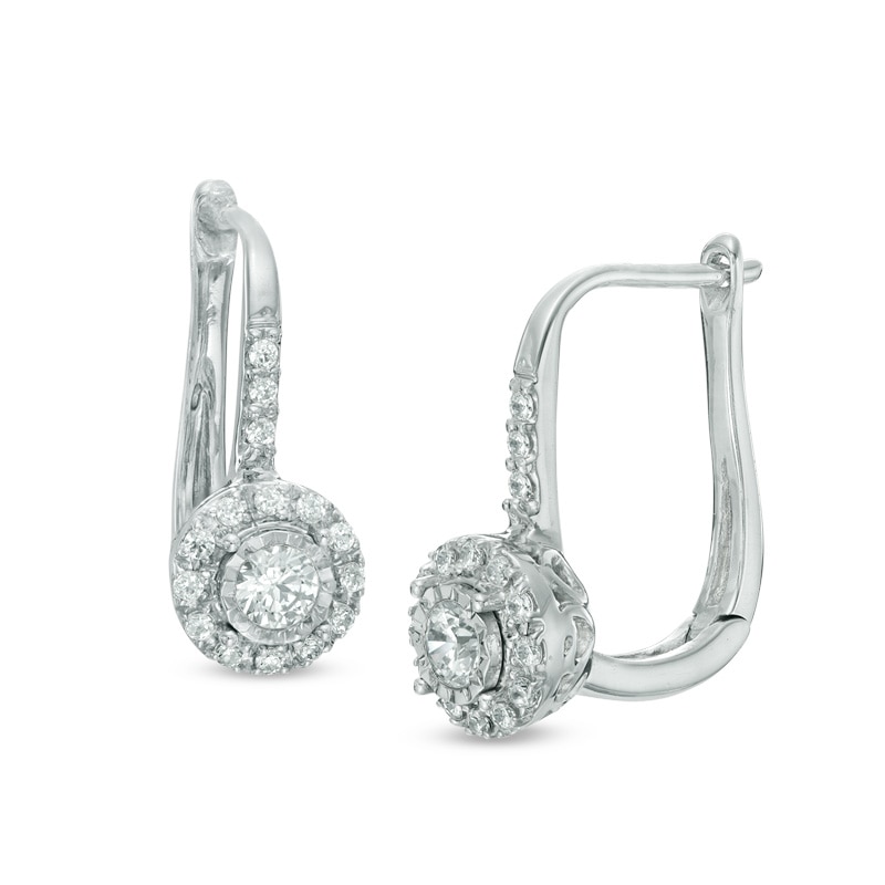 1/4 CT. T.W. Diamond Frame Drop Earrings in 10K White Gold