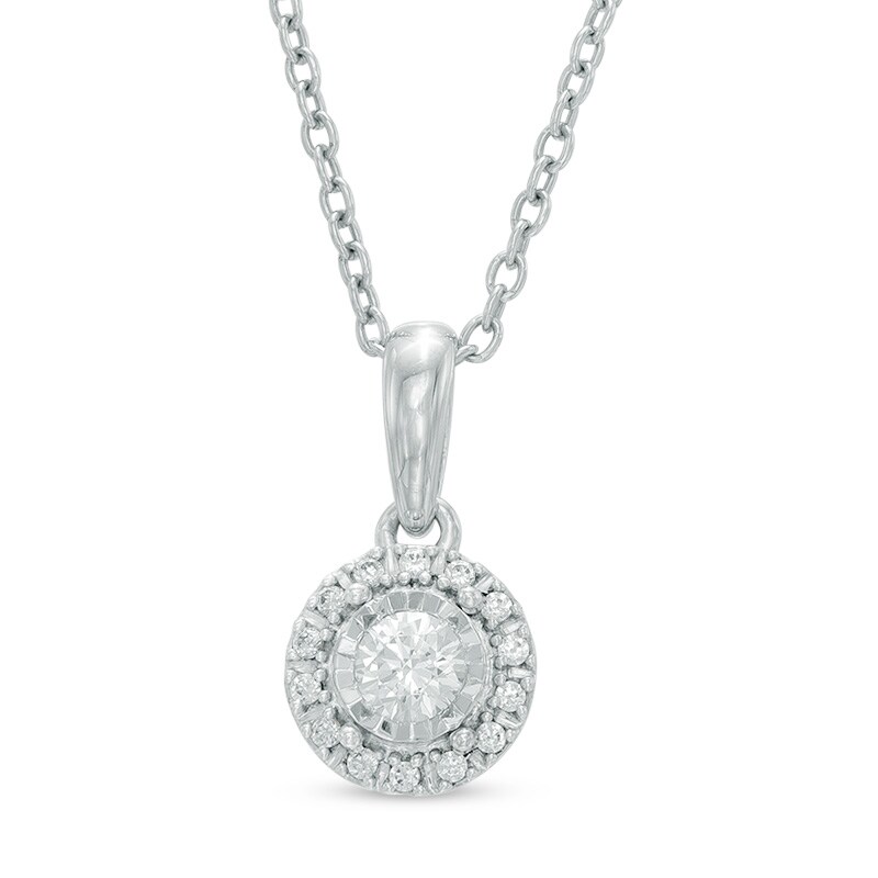 1/5 CT. T.W. Diamond Frame Circle Pendant in 10K White Gold