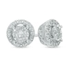 1/2 CT. T.W. Diamond Frame Circle Stud Earrings in 10K White Gold