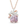 Thumbnail Image 1 of 9.0mm Cushion-Cut Amethyst and Lab-Created White Sapphire Bow Pendant in Sterling Silver with 14K Rose Gold Plate