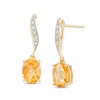 Thumbnail Image 1 of Oval Citrine and Diamond Accent Vintage-Style Drop Earrings in 10K Gold
