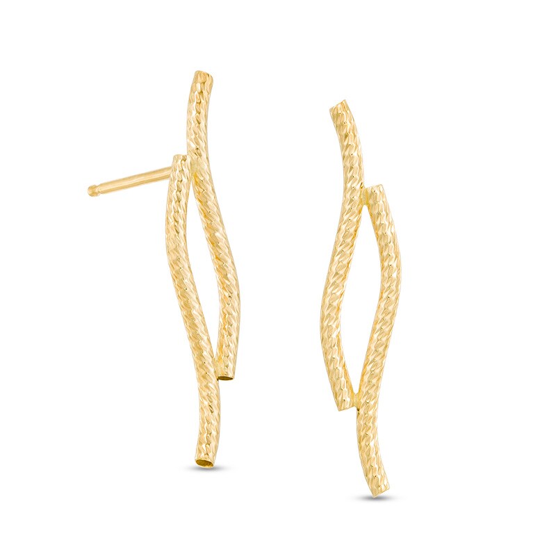 Main Image 1 of Double Vine Linear Earrings in 14K Gold