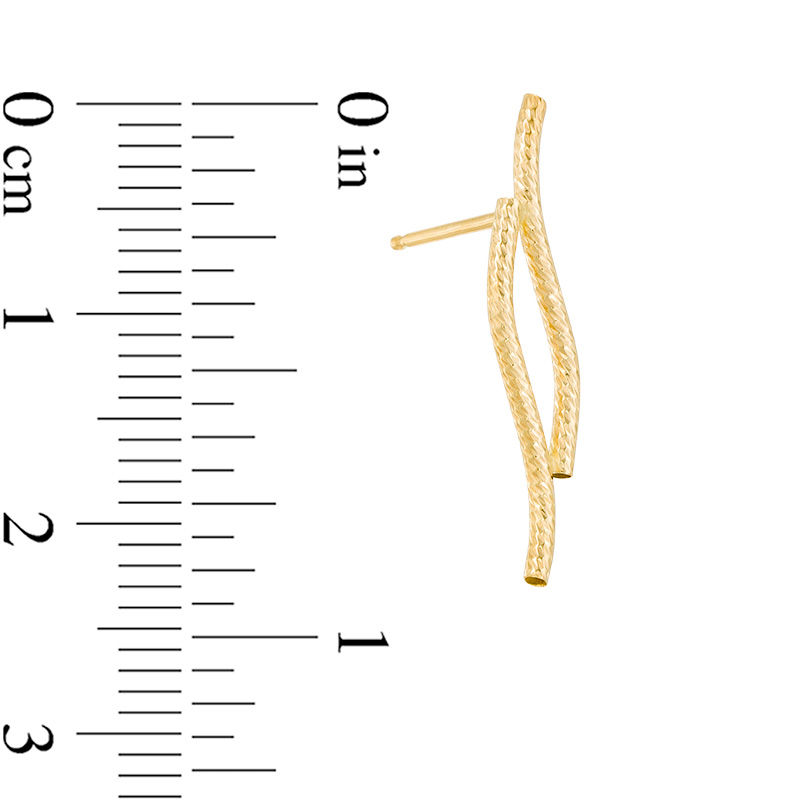 Main Image 2 of Double Vine Linear Earrings in 14K Gold