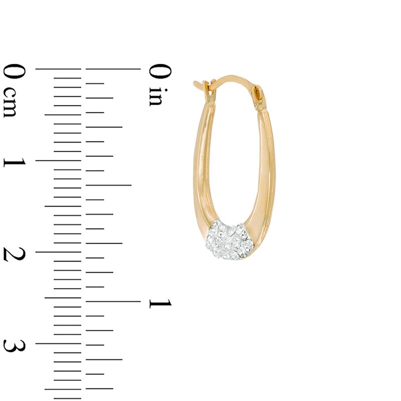 Main Image 2 of Crystal Oval Hoop Earrings in 14K Gold