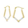 Thumbnail Image 1 of Crystal Geometric Hoop Earrings in 14K Gold