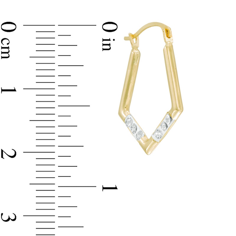 Crystal Geometric Hoop Earrings in 14K Gold