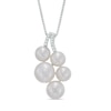 Thumbnail Image 0 of 6.0 - 8.0mm Cultured Freshwater Pearl and Diamond Accent Cluster Pendant in Sterling Silver