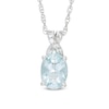 Thumbnail Image 0 of Oval Aquamarine and Lab-Created White Sapphire Twist Pendant in Sterling Silver
