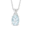 Thumbnail Image 1 of Oval Aquamarine and Lab-Created White Sapphire Twist Pendant in Sterling Silver