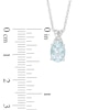 Thumbnail Image 2 of Oval Aquamarine and Lab-Created White Sapphire Twist Pendant in Sterling Silver