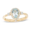 Thumbnail Image 0 of Pear-Shaped Aquamarine and Lab-Created White Sapphire Frame Ring in 10K Gold