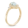 Pear-Shaped Aquamarine and Lab-Created White Sapphire Frame Ring in 10K Gold